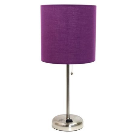 ALL THE RAGES Alltherages LT2024-PRP LimeLights Stick Lamp with Outlet; Purple Fabric Shade LT2024-PRP
